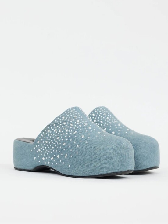 Simon Miller Shoes - Simon Miller Light Blue Denim Embellished Bubble Platform Mule S1ze EU 39